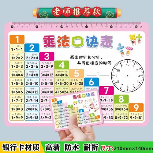 小学1-2年级99乘法除法口诀卡