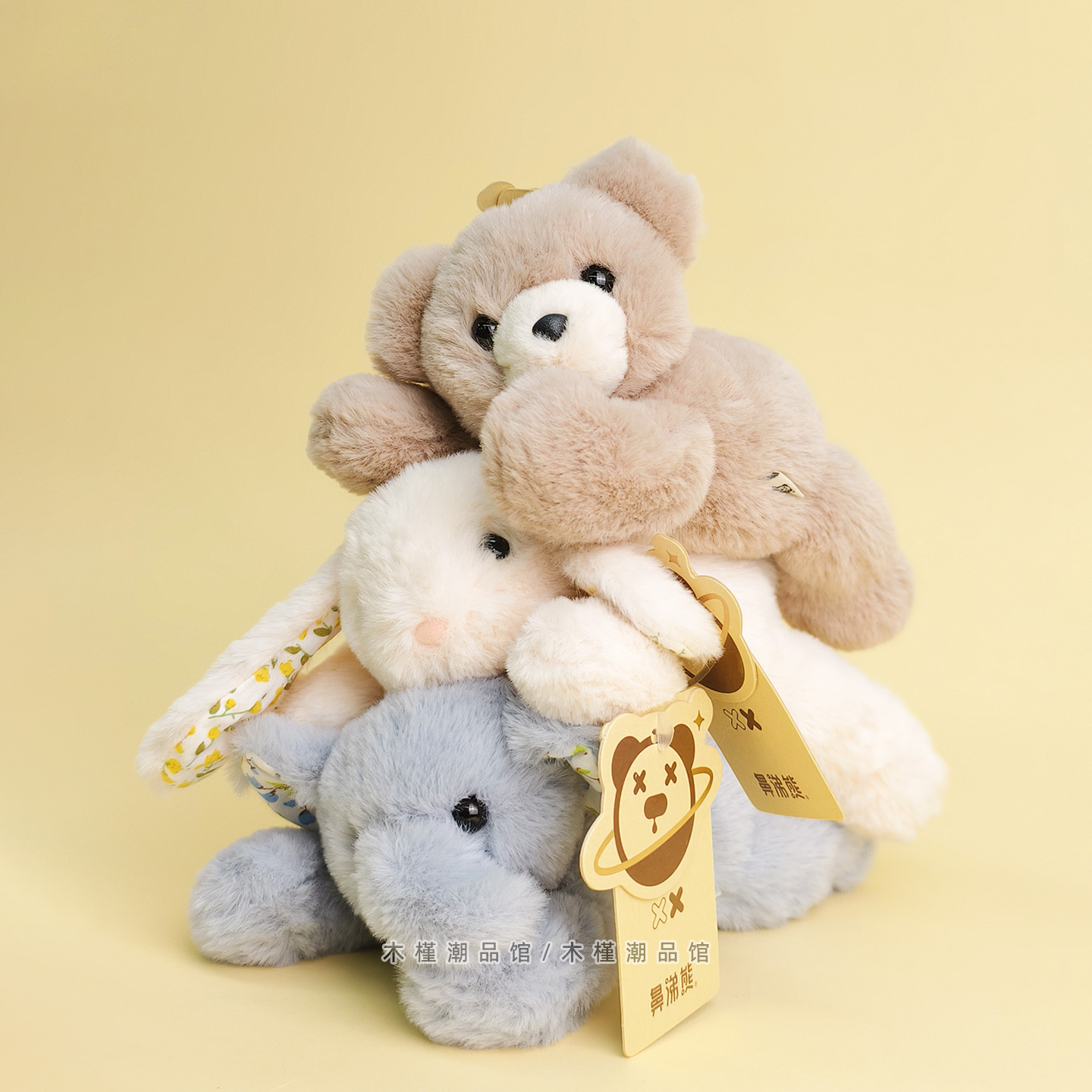 正版带香味软萌趴姿棕熊大象狗狗