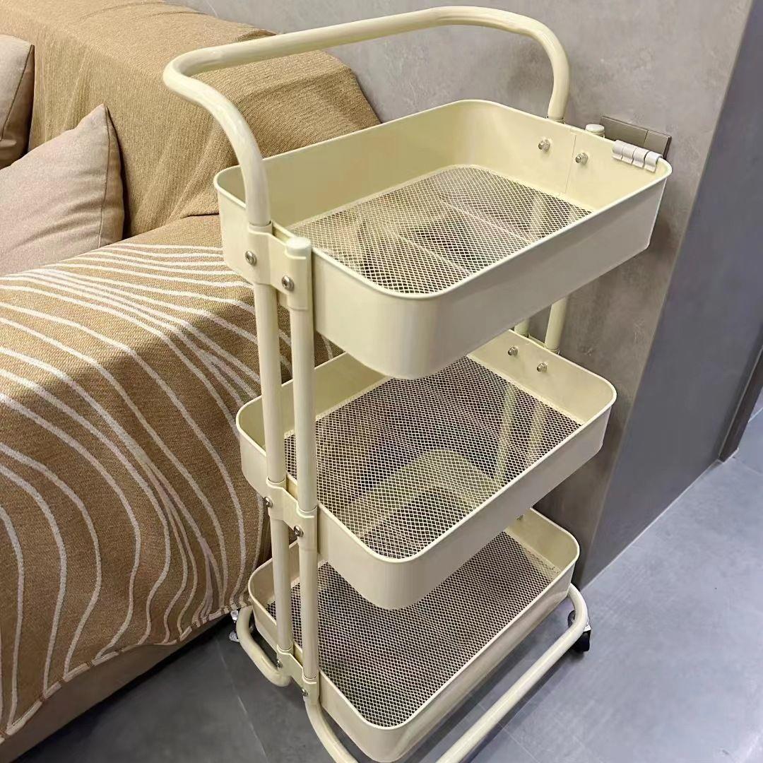 小推车置物架全碳钢厨房落地多层可移动零食架美容院床头架子