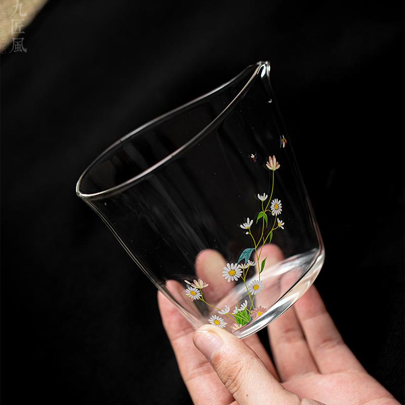 小雏菊玻璃公道杯耐高温家用茶海高硼硅分茶器功夫茶具透明公杯