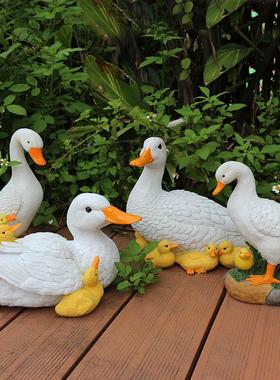 户外仿真动物鸭子摆件白鸭模型树脂工艺假山水池造景庭院花园装饰