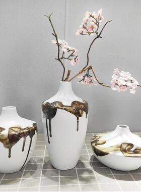 小花瓶白色水墨北欧干花装饰家居饰品现代简约工艺品客厅餐桌插花