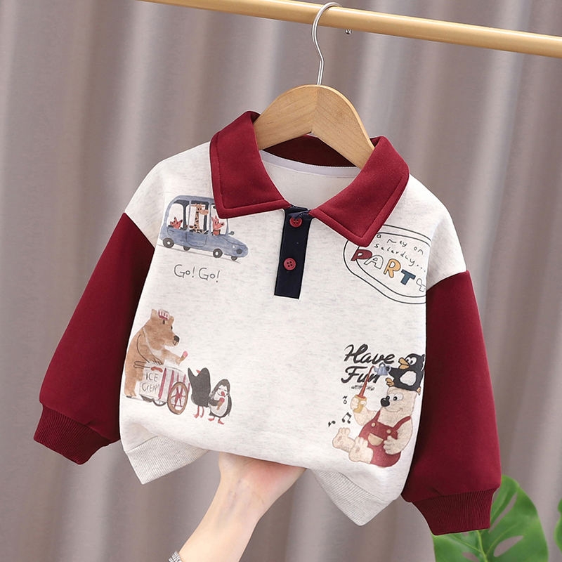 古卡恩男童加绒卫衣秋冬装