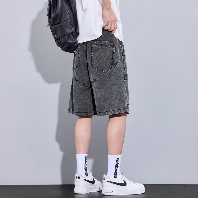 休闲短裤男新款夏季时尚百搭柔软亲肤纯色拼接宽松显瘦男装裤子