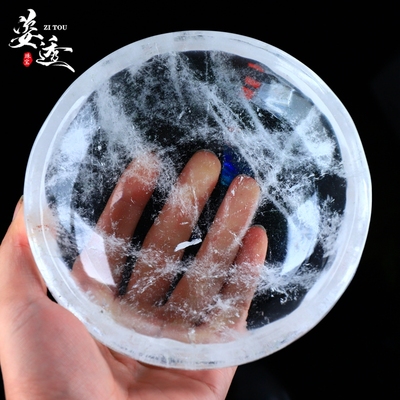 天然白水晶圆碗摆件原石手工打磨手链净化消磁碗聚宝盆风水摆件
