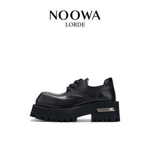 NOOWA小众厚底德比鞋女2025秋冬款真皮高级感增高百搭方头小皮鞋