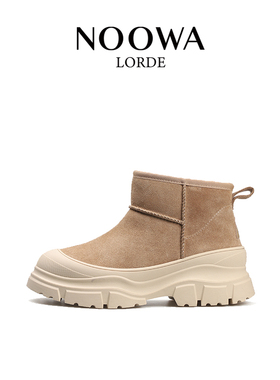 [冰天奇遇]NOOWA厚底雪地靴2025新款防滑加厚羊毛保暖真皮短靴女