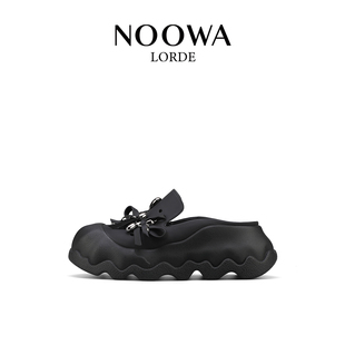 時尚 NOOWA真皮洞洞鞋 女2025夏季 新款 厚底舒適輕便軟底外穿半拖鞋