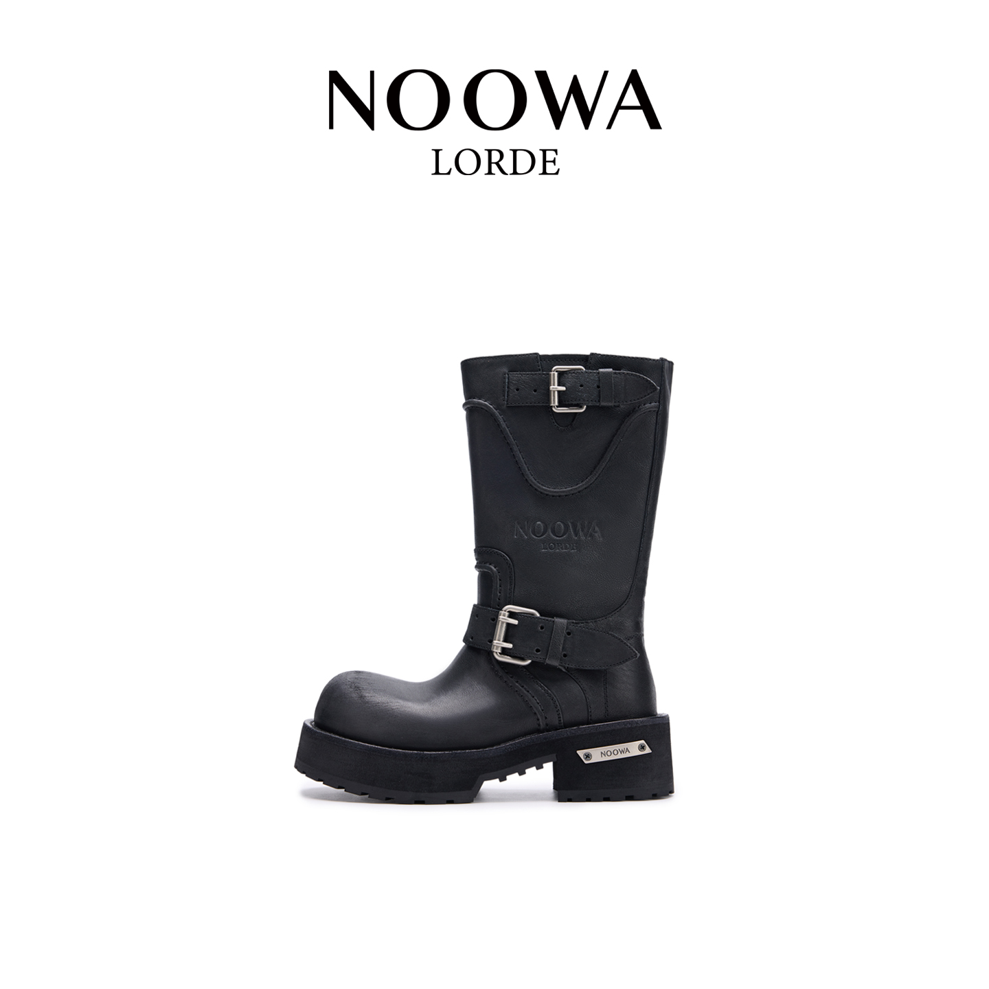 专柜同款做旧擦色增高轻奢骑士靴