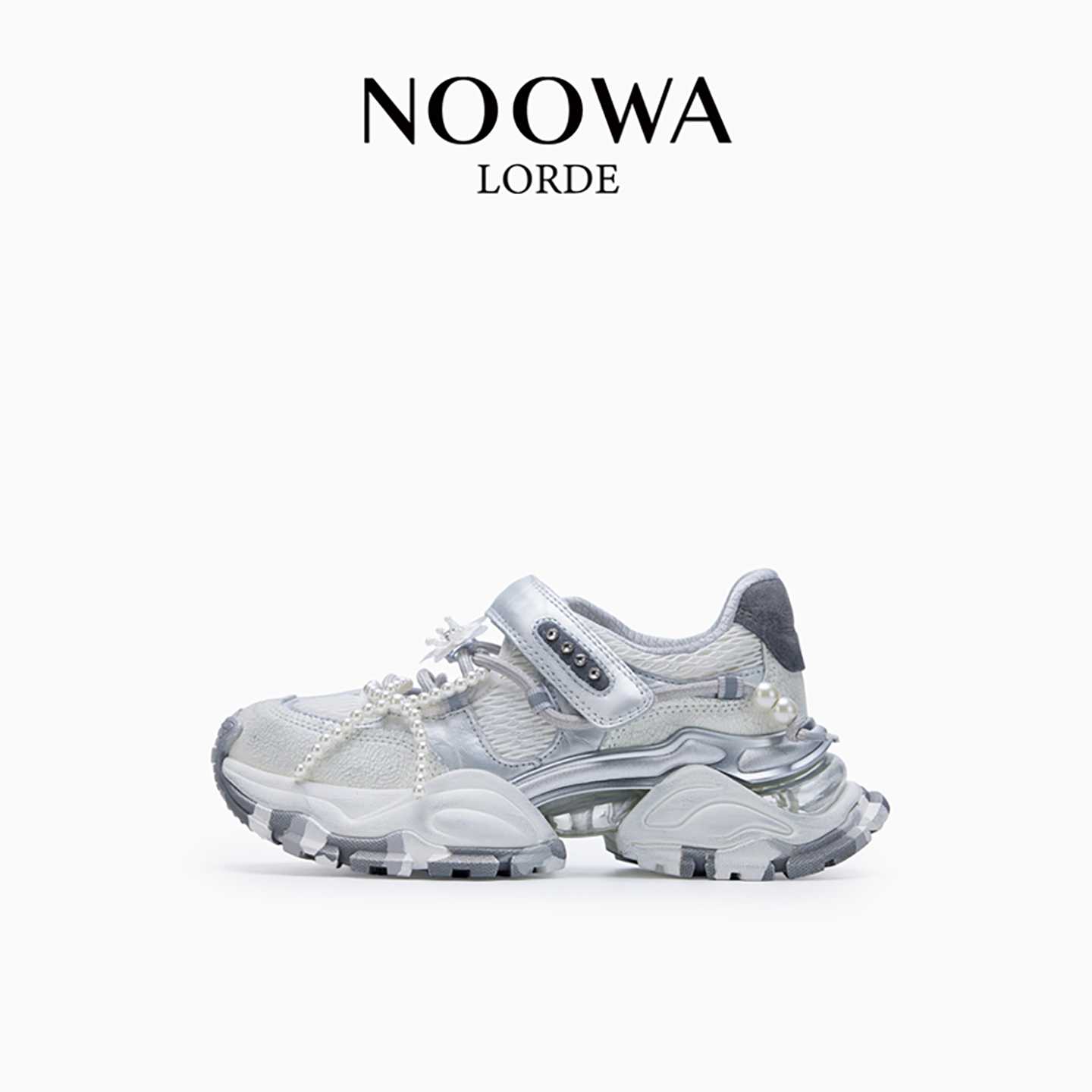 专柜同款网面透气厚底增高老爹鞋