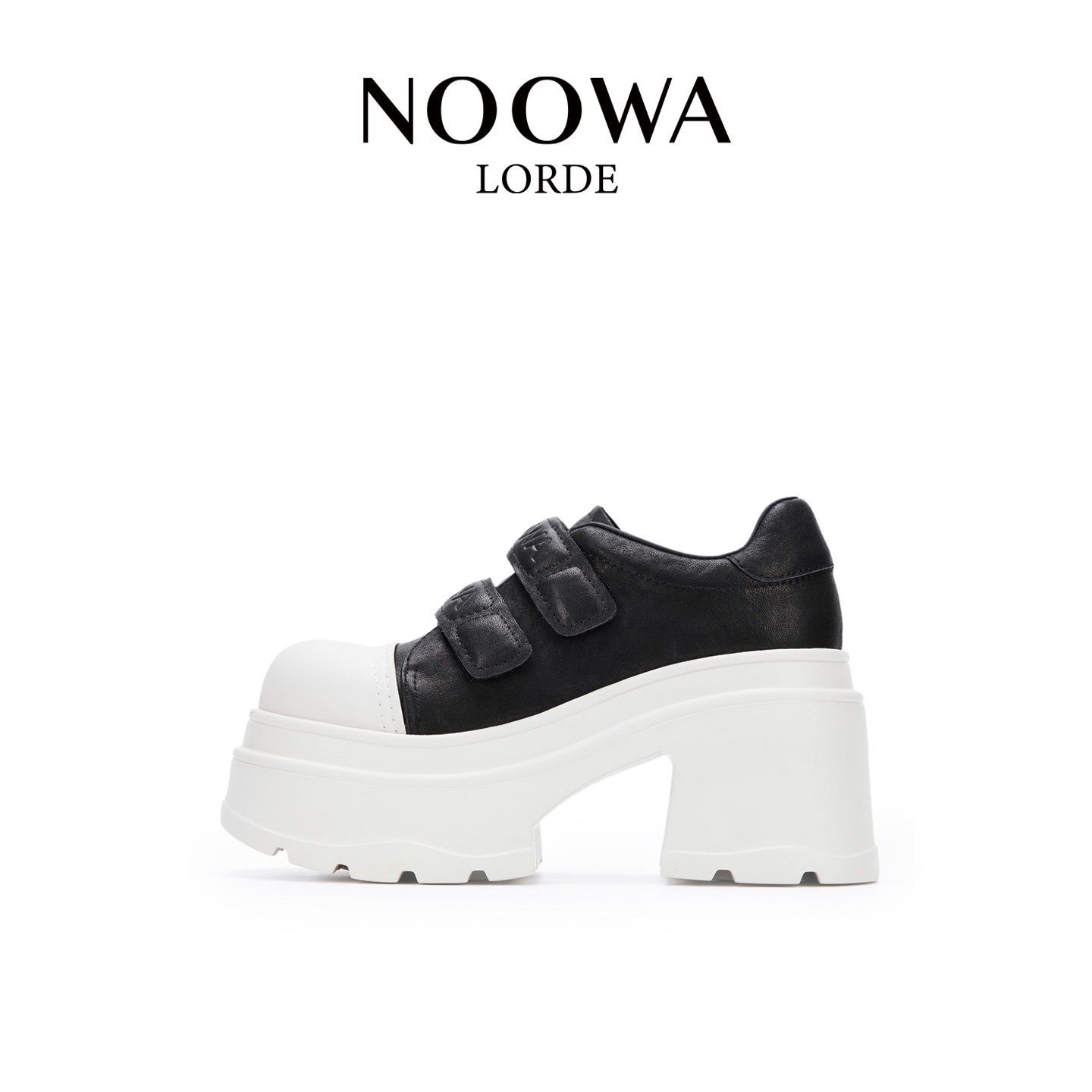 NOOWA厚底休闲鞋女2025新款真皮魔术贴圆头增高软底百搭休闲单鞋,女鞋,时尚休闲鞋,淘宝优惠券,粉丝福利购,淘宝优惠卷