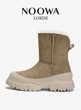 NOOWA厚底雪地靴女2025冬季新款保暖皮毛一体防滑轻便时尚短筒靴