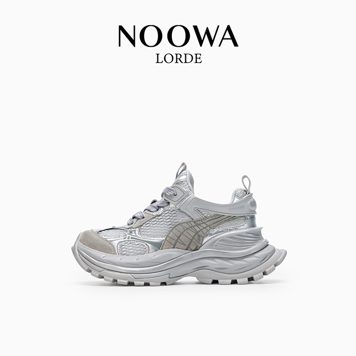 专柜同款拼色透气网面增高老爹鞋