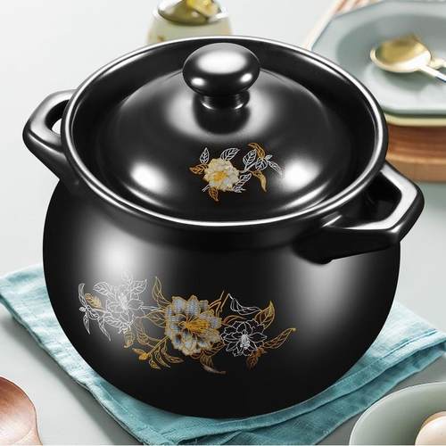 耐高温养生陶瓷砂锅 家用炖汤煲陶瓷小沙锅 双耳明火石锅