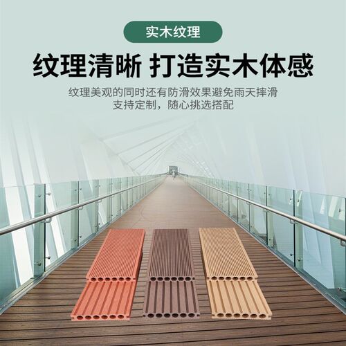 共挤型塑木地板适用于户外庭院楼顶 无缝防滑防腐长条木塑板