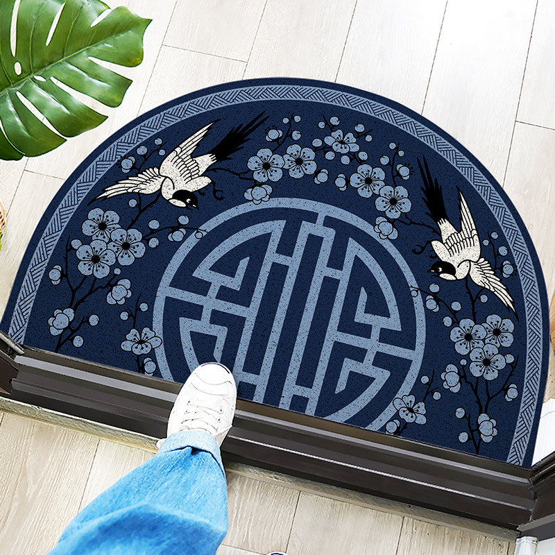 起贝新中式脚垫橙色半圆地垫进门丝圈地毯入户门口门厅蹭灰门垫