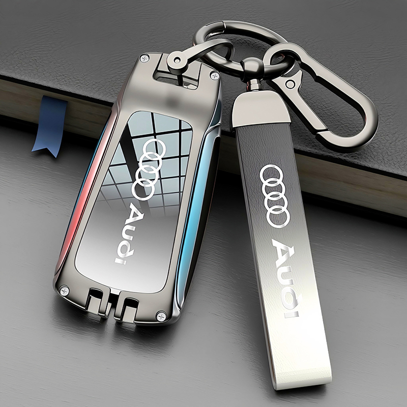 奥迪a4l钥匙套q5l专用a6l装饰a5改装a7l车标a8用品配件大全壳扣包