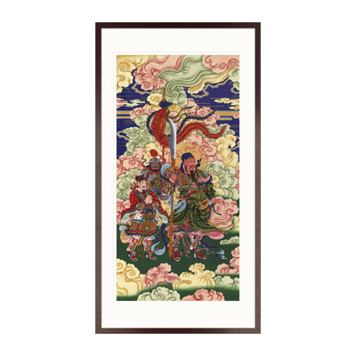 武财神关公关老爷伽蓝菩萨画像工笔人物玄关道场法会中式卷轴挂画