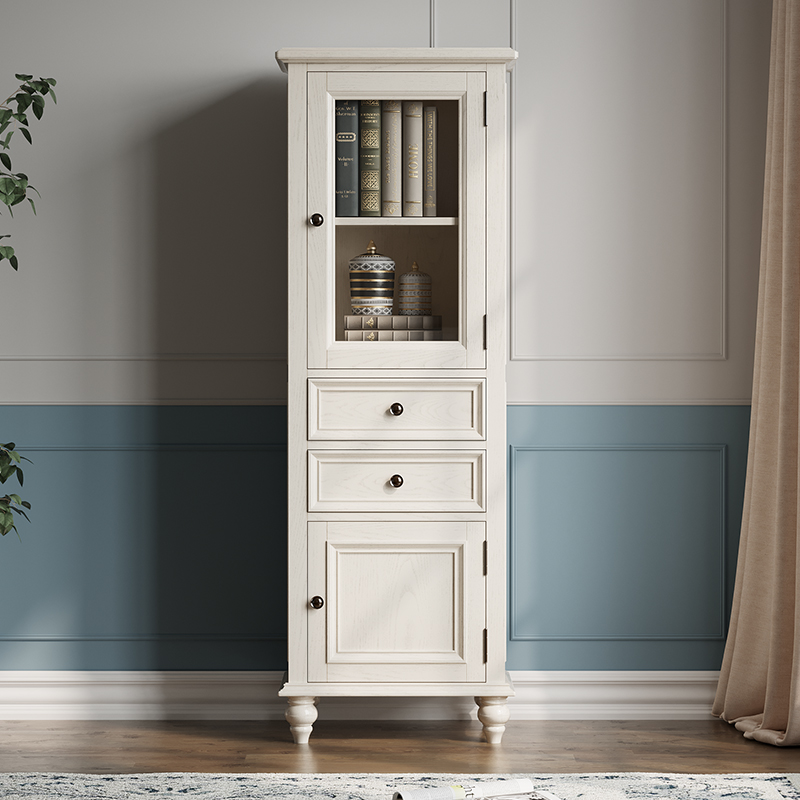 森趣美式实木餐边柜窄型一体靠墙高柜酒柜客厅靠墙小型玄关柜储物