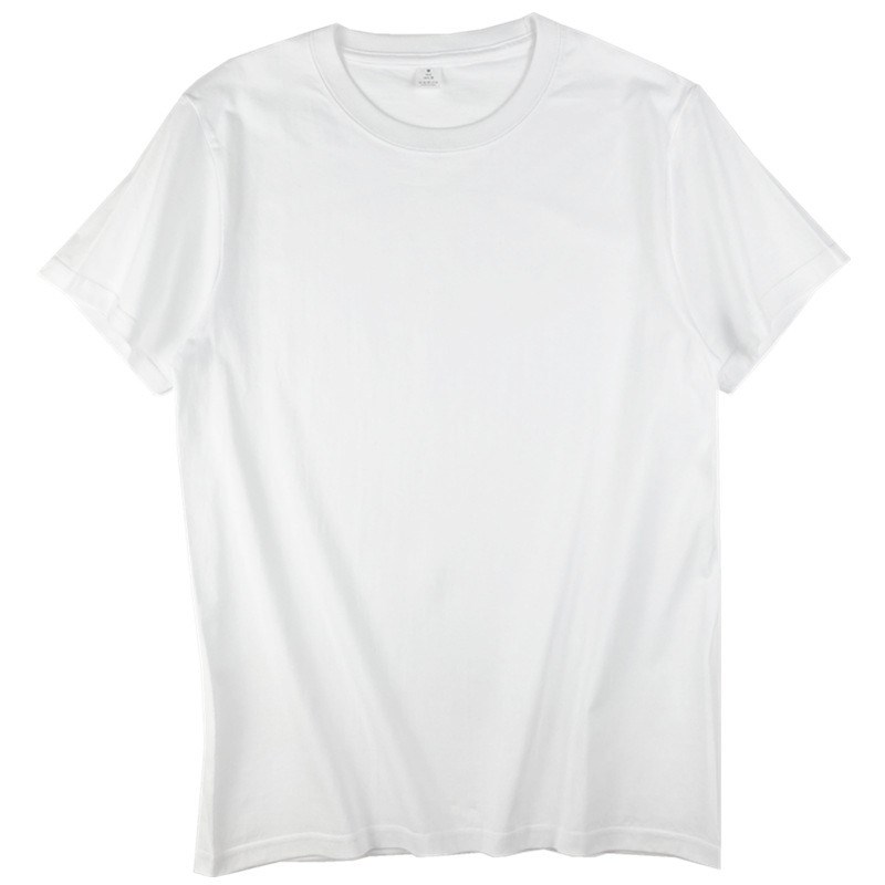 新疆纯棉 210G重磅圆领内搭男士白色短袖t恤女宽松夏无缝桶织纯白
