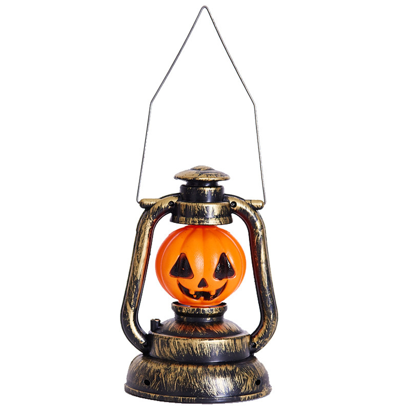 万圣节南瓜灯手提南瓜桶儿童道具装饰用品发声发光灯笼南瓜罐道具
