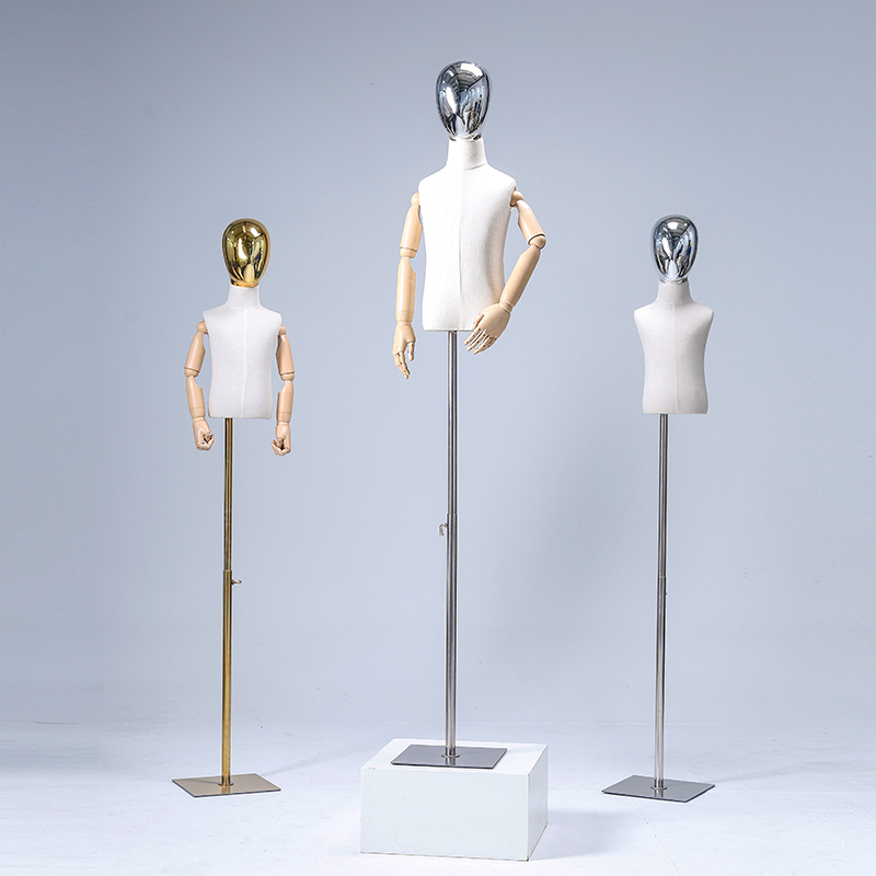 高档儿童模特道具半身小孩服装展示架童装店橱窗电镀头模特架子