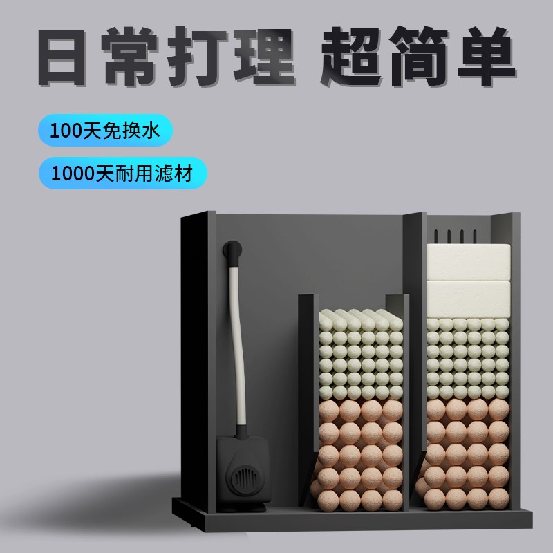 超白玻璃方缸养鱼日记家用侧滤鱼缸桌面生态溪流造景爆藻全套造景