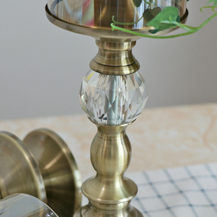 欧式美式样板房餐桌家居装饰品摆件 高档水晶金属烛台工艺品摆件