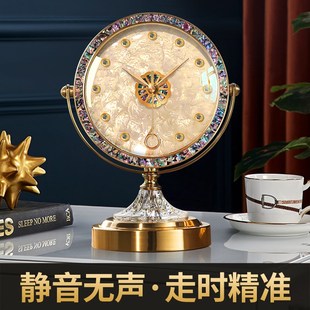 轻奢高级座钟客厅桌面时钟台式2025新款贝壳高端摆件美式钟表摆放