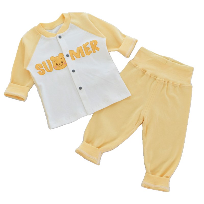 宝宝秋衣秋裤分体纯棉高腰无骨一岁10个月男女婴儿内开衫套装a类