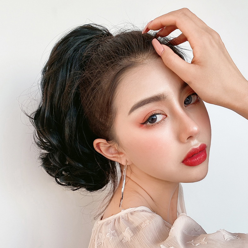 假发隐形抓夹式短卷马尾女 短卷发假马尾辫 大波浪逼真短假发片