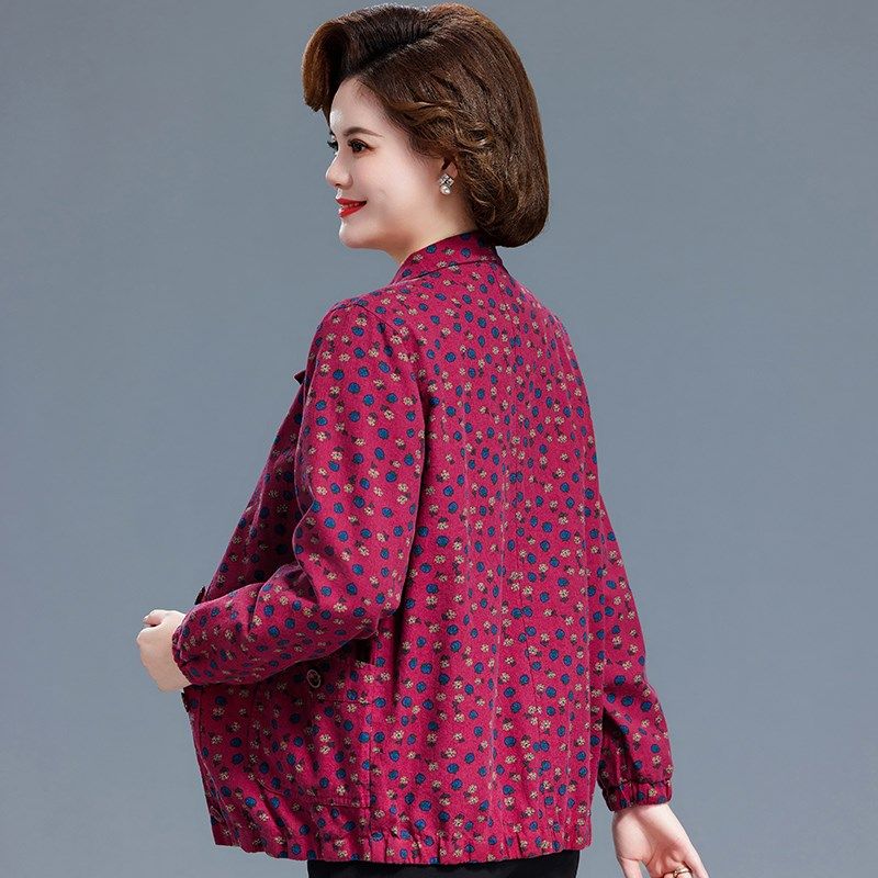 妈妈装纯棉春秋外套夹克衫中老年加大码女风衣长袖奶奶装时尚上衣,女装/女士精品,中老年女装,淘宝优惠券,粉丝福利购,淘宝优惠卷