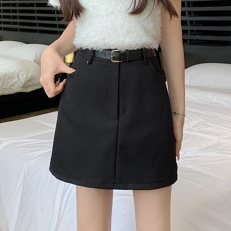 大码短裙灰色西装半身裙女高腰遮胯a字裙胖M百搭显瘦一步包臀裙