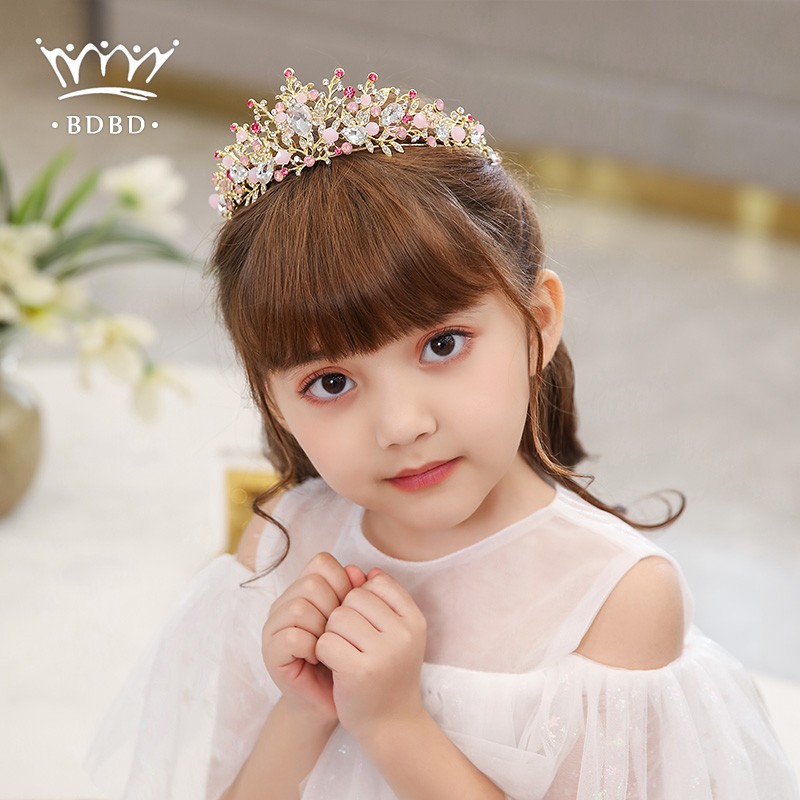 女童皇冠头饰水晶儿童王冠公主生日韩式走秀演出小女孩发饰品发箍