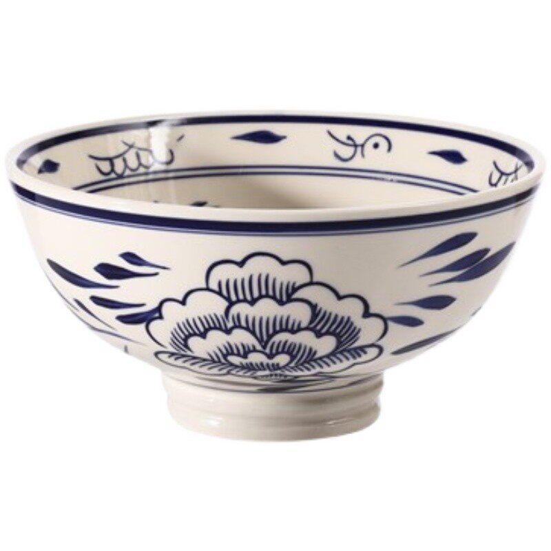 陕西面碗 大号汤面碗9寸莲花大碗 老式油泼面碗商用陶瓷网红大碗