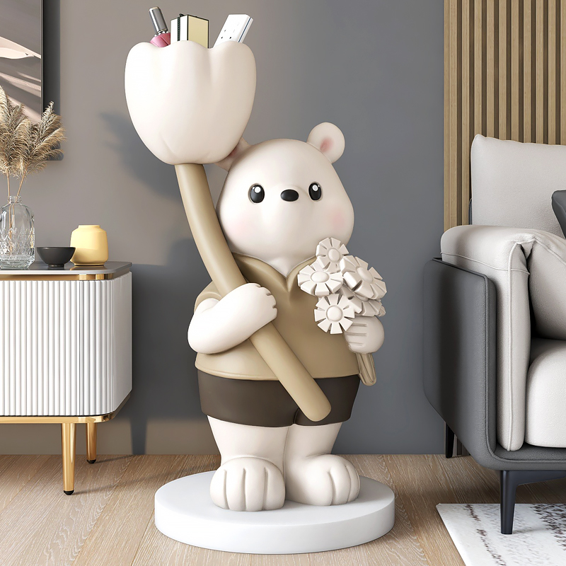 熊客厅大型落地摆件家居饰品沙发旁收纳电视柜装饰乔迁新居礼品