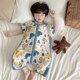儿童挖掘机睡袋夏季 男童小汽车连体睡衣恐龙防踢被女宝宝 纯棉薄款