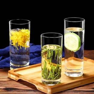 日本绿茶玻璃杯茶楼专用龙井水晶杯无盖直筒泡茶杯高级透明耐高温