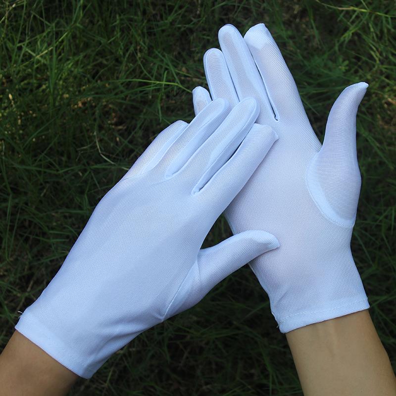 【天猫正品】氨纶手套女士弹力紧身光滑舞蹈礼仪珠宝手套黑白秋冬