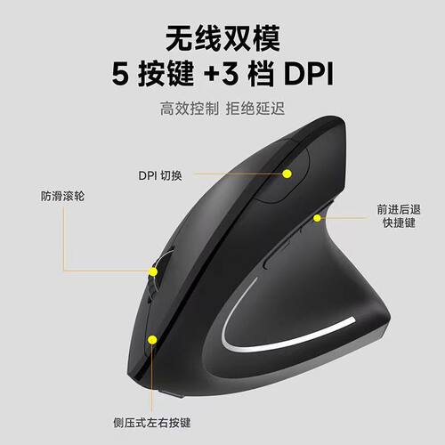 垂直鼠标静音人体工学办公无线电脑有线电竞立式滑鼠竖握防鼠标手