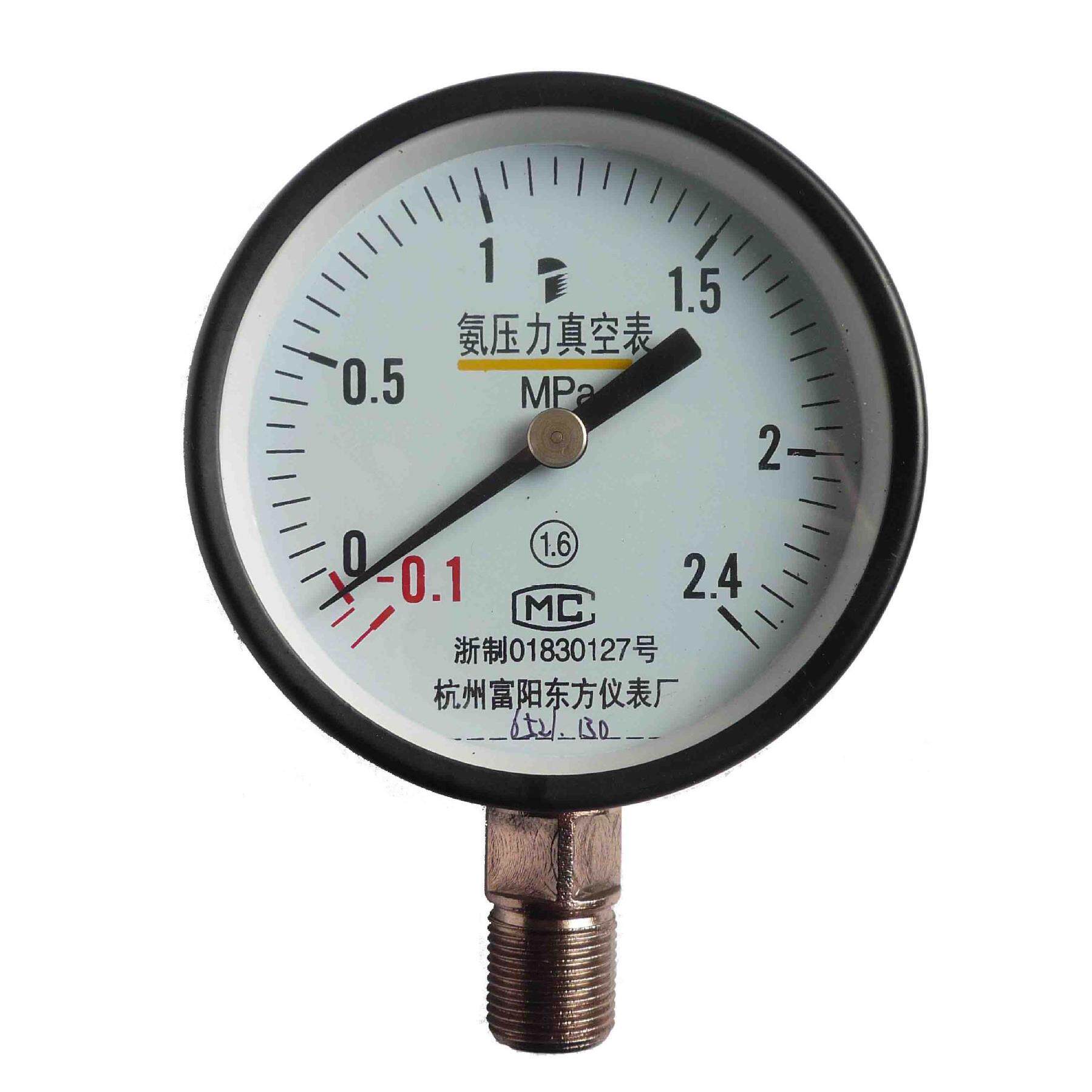 100氨气压力表 不锈钢压力表 径向轴向压力表 带边和不带边压力表