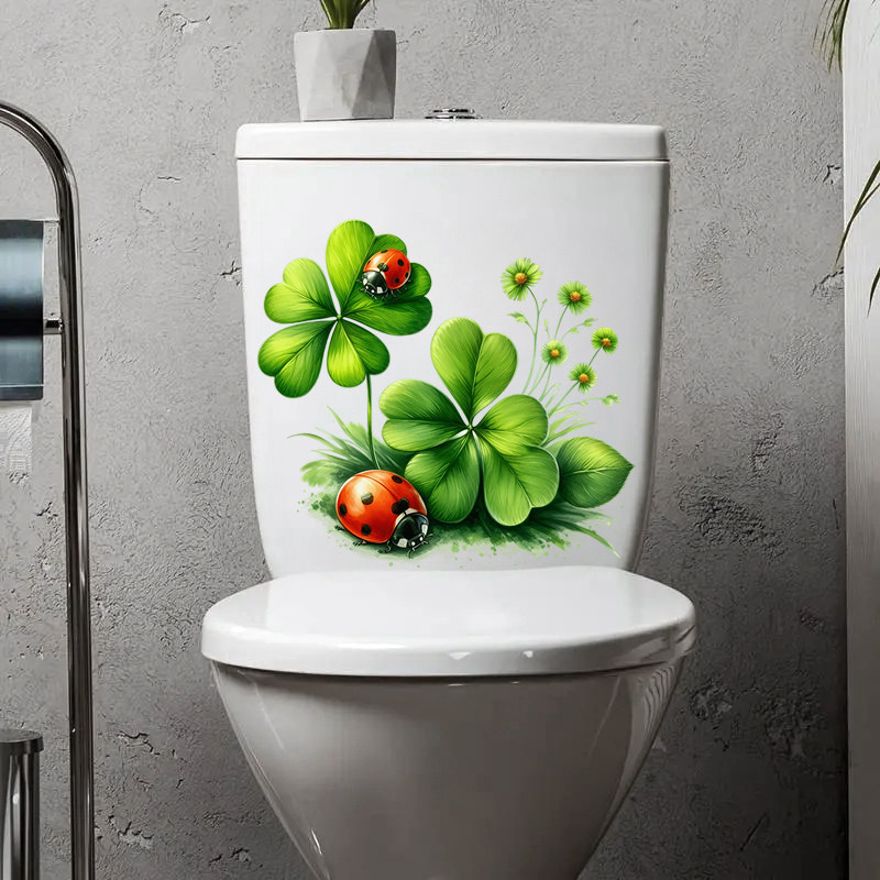 四叶草和螵虫贴画卧室墙贴花浴室防水座厕马桶盖个性创意装饰贴纸