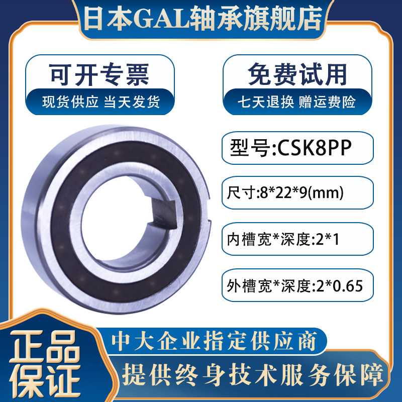 GAL日本进口单向轴承带键槽CSK8 10 12 15 17 20 25 30 35P 40 PP