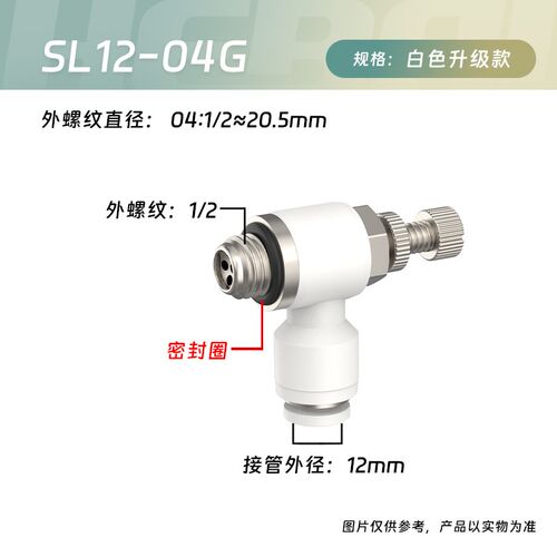 气动快速接头排气节流阀带密封圈SL4/6/8/10/12气缸调速阀开关-M5