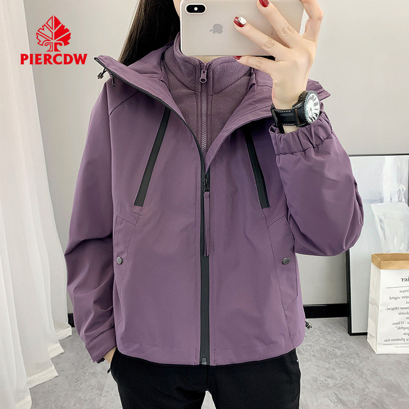 帕瑞萨/PIERCDW冲锋衣女秋冬季户外徒步保暖内胆夹克中老年外套女