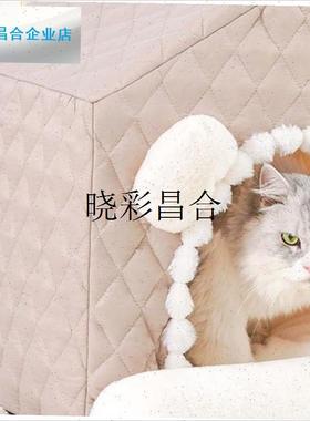 冬季猫屋天鹅绒到Heattech可B移动和可爱的狗屋半封闭超大空间适l