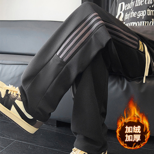 2026新款秋冬季潮牌加绒长裤男oversize美式休闲菠萝格大码直筒裤