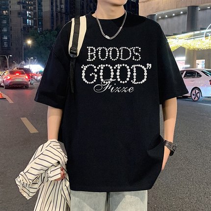 美式重磅短袖T恤男款2025新款潮流夏季纯棉宽松痞帅港风男生半袖