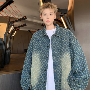 2026秋冬季新款美式复古港风牛仔夹克男潮牌宽松翻领大码外套痞帅