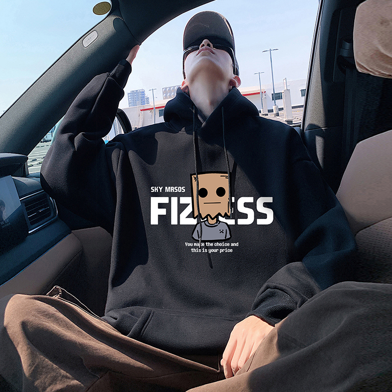 卫衣男秋冬季新款休闲美式帽衫高街套头上衣大码宽松男生潮牌外套